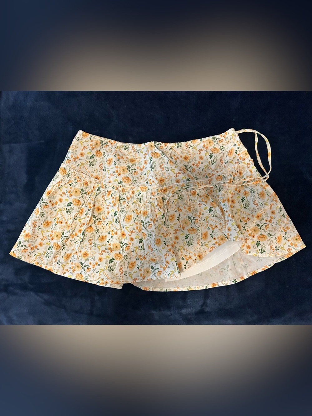 Cotton Candy LA Cream Yellow Floral Tie-Waist Skirt (with built in shorts)
